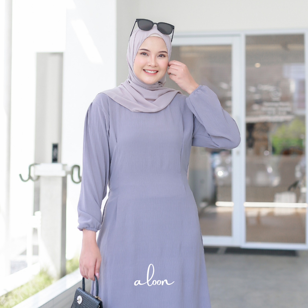 Mi Cha Midi Dres Korea Crinkle Airflow – Midi Dress Remaja Terbaru