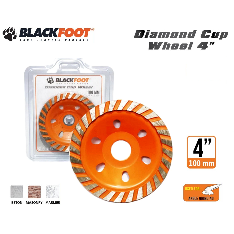 BLACKFOOT Diamond Cup Wheel 4 inch 10mm Cup Grinding Wheel 100 mm Diamond Cup Wheel Turbo 4&quot; Inch