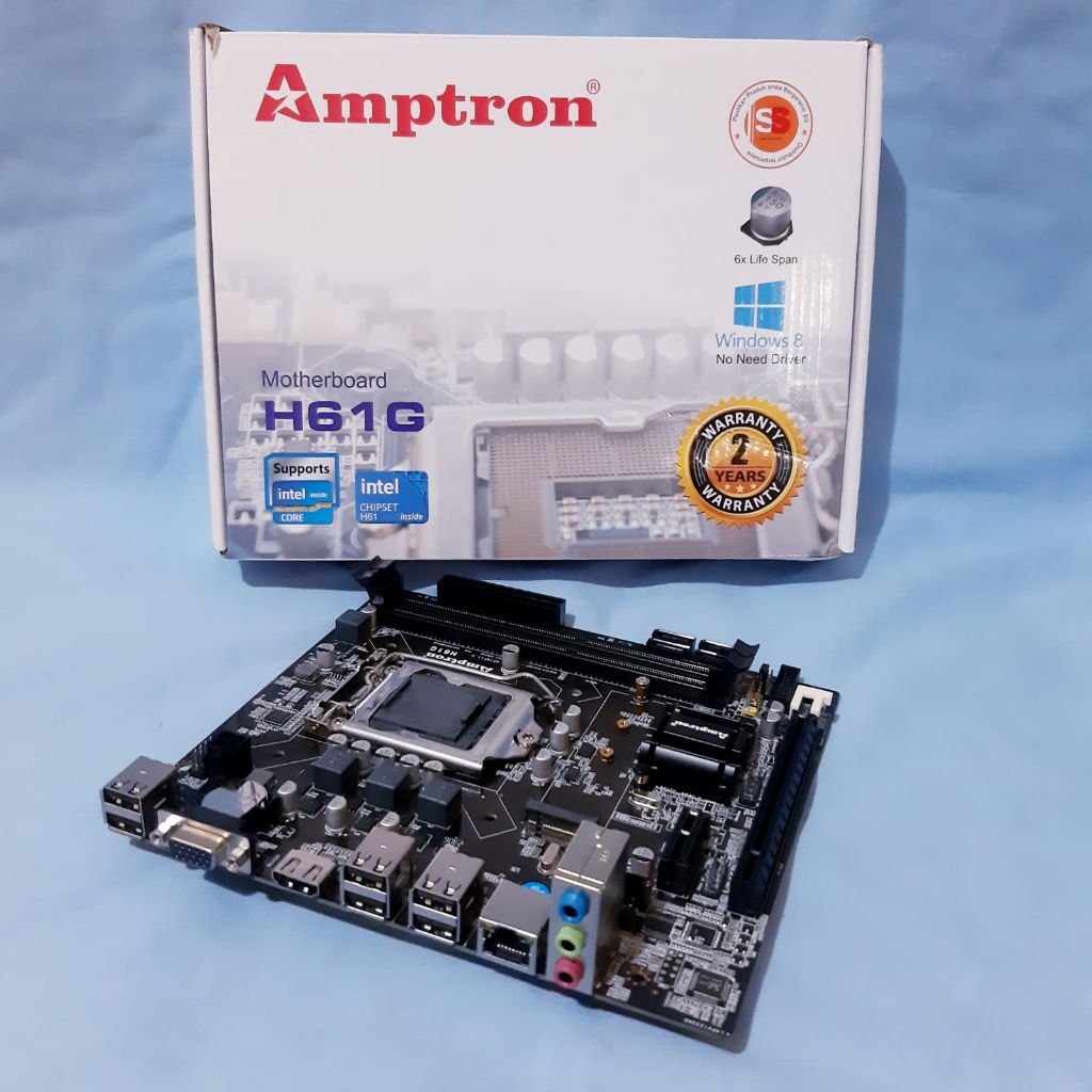 MATHERBOARD AMPTRON H61G DDR3 SOCKET 1155 SLOT M2 MOBO H61 AMPTRON H61 LGA 1155 DDR3