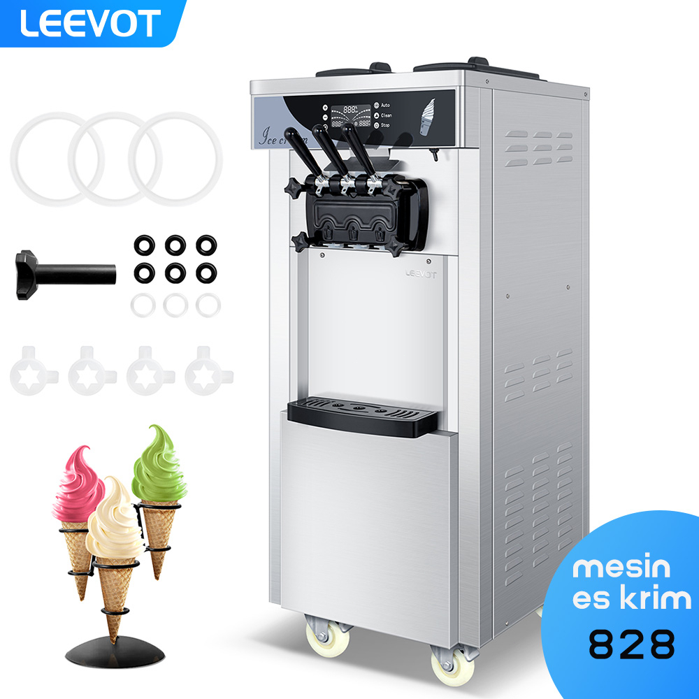 Leevot mesin es krim 3 tuas L-IC828 Mesin Pembuat Es Krim ice cream machine