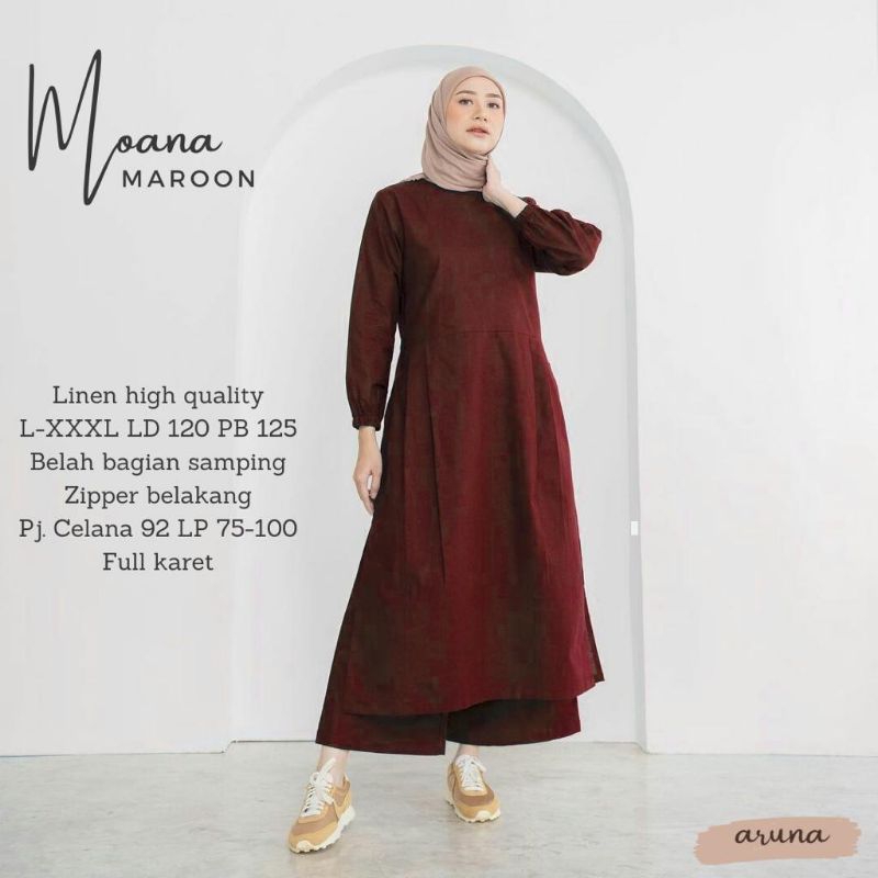 Moana Setelan Wanita Celana Kulot One Set Aruna Jumbo Ld 120 [ READY COD ]