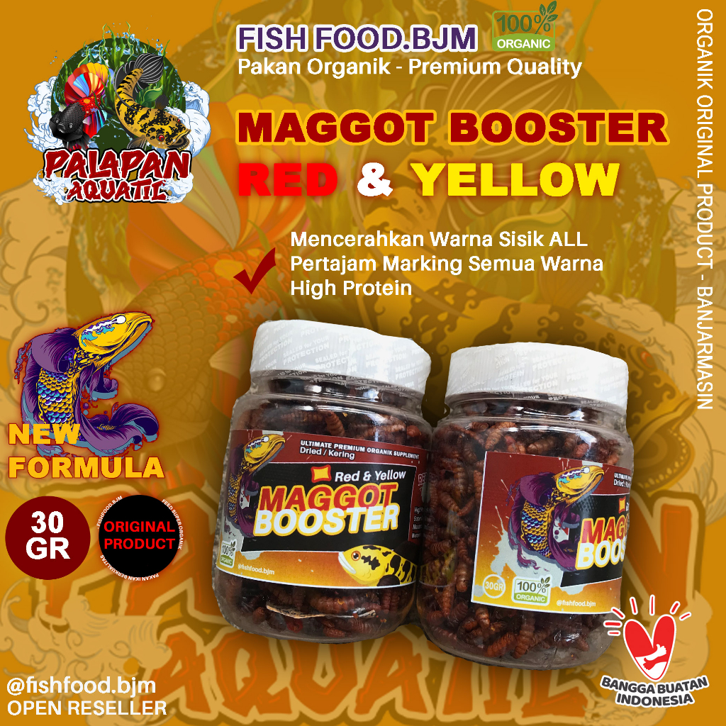 Pakan Ikan Hias Maggot Red-Yellow / Maggot Booster Red-Yellow / Pakan Ikan Channa / Pakan ikan Arwan