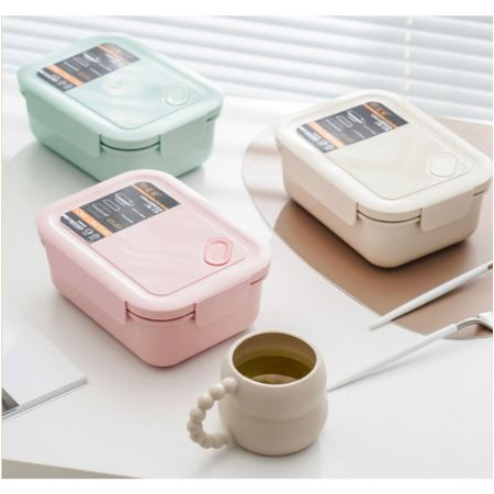 Kotak Makan Lunchbox Gandum 3 Grid 1200 ml Lunchbox Sekat / Kotak Bekal 3 Sekat Gandum Import
