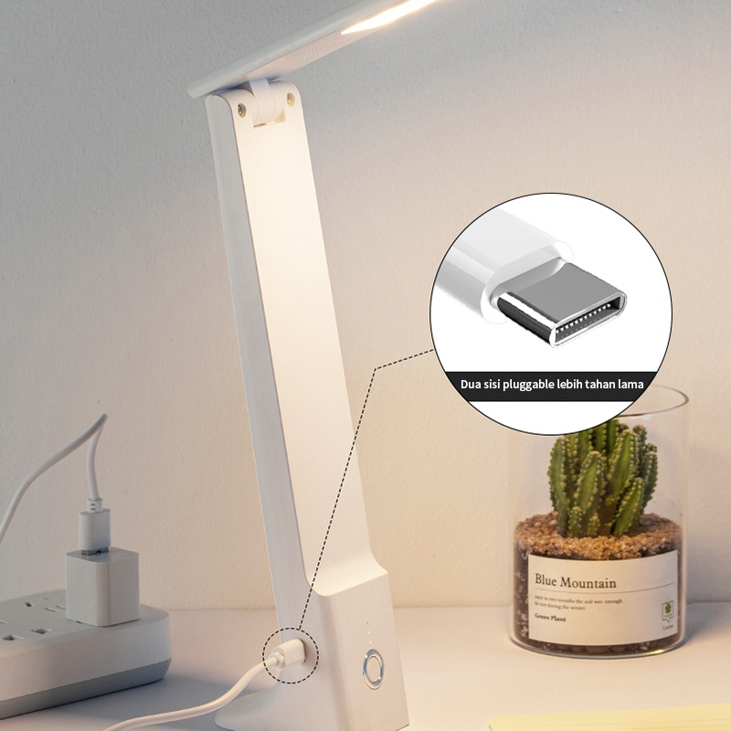 Lampu Belajar LED Table Lamp Portable Baca Light Pengisian Daya Lipat USB Rechargeable Lampu Meja untuk Anak -anak