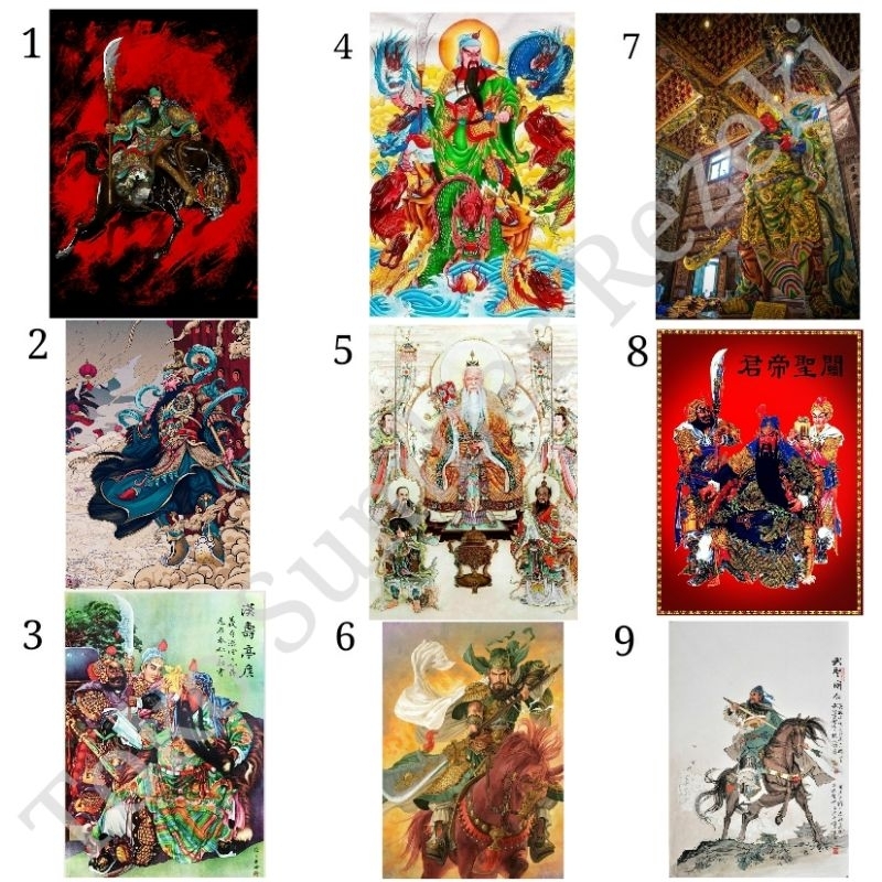 Poster Hindu Kwan Kong Lukisan Paper Dewa Figure Art Patung Kwankong