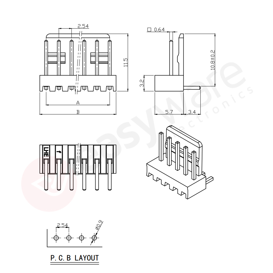 1 Set Connector Molex KF2510 3P 3 Pin 3Pin 2.54mm Header Terminal CI31