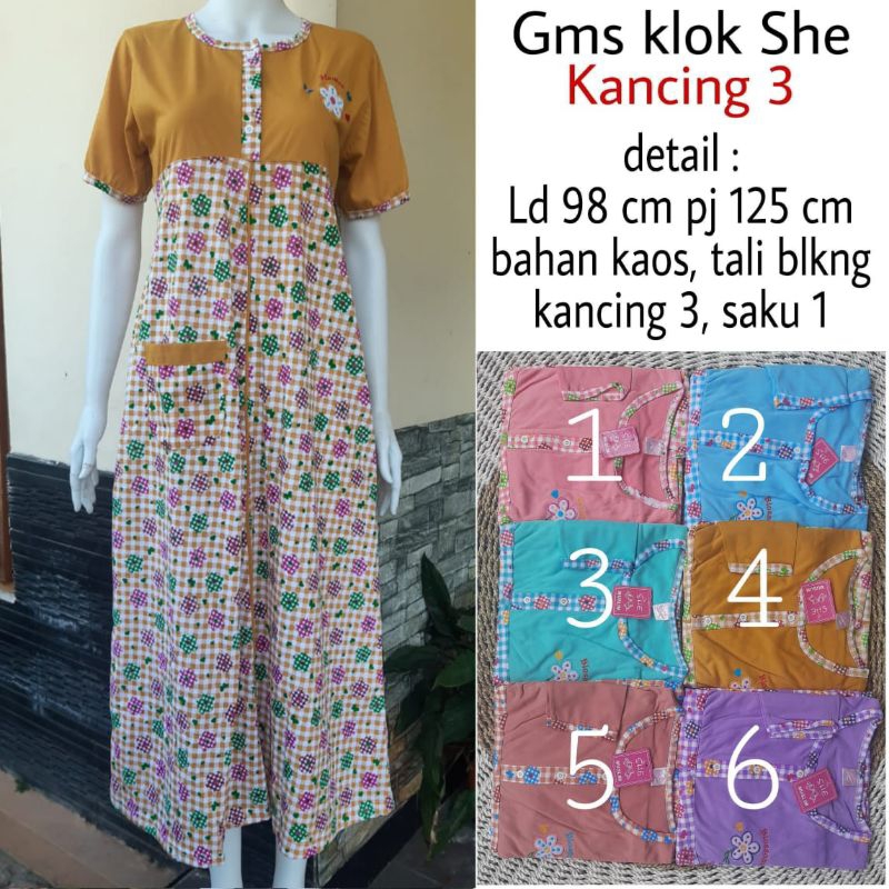 Grosir 2pcs Daster panjang hamil Klok kaos SHE lengan pendek