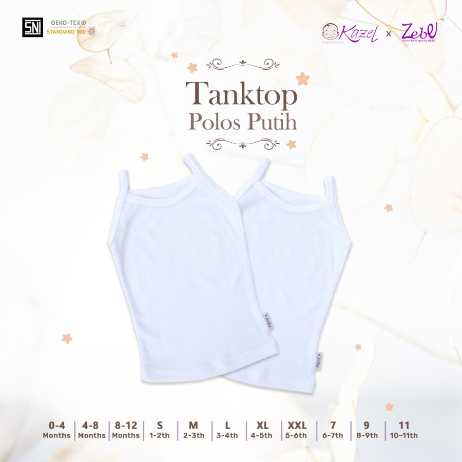 KAZEL MURAH TANKTOP POLOS PUTIH ISI 3 KAOS DALAM ANAK PEREMPUAN TANK TOP