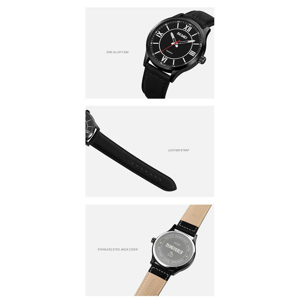 Jam Tangan Pria Analog Watch Leather Strap Waterproof 30M Jamtangan Cowok Premium Anti Air Berkualitas