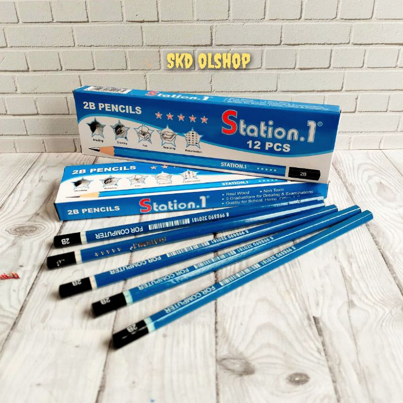 

STATION Pensil 2B/ Pencils/ Pensil Sekolah/ Alat Tulis(Pensil Station) Isi 12 Pc