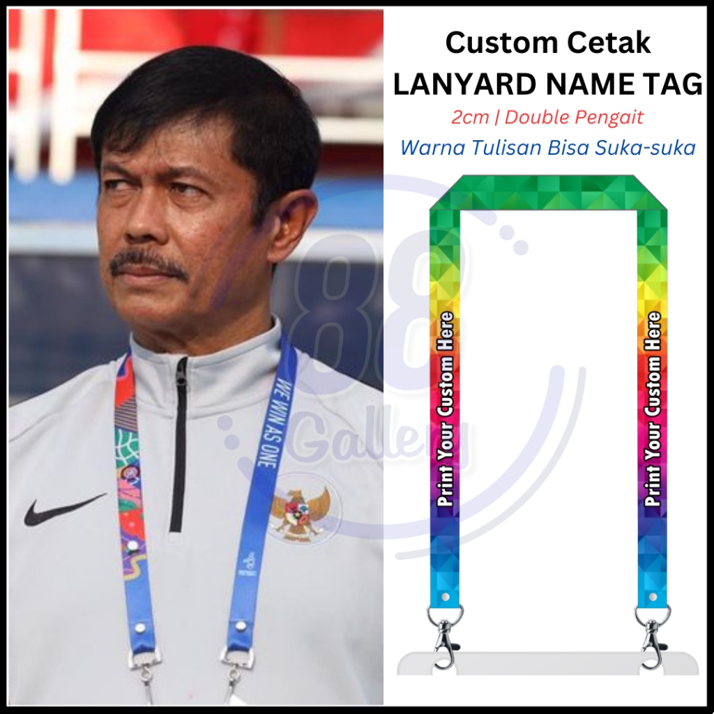 

[2cm] Cetak Custom Tali Lanyard Kalung Name Tag ID Panitia Pengait Double