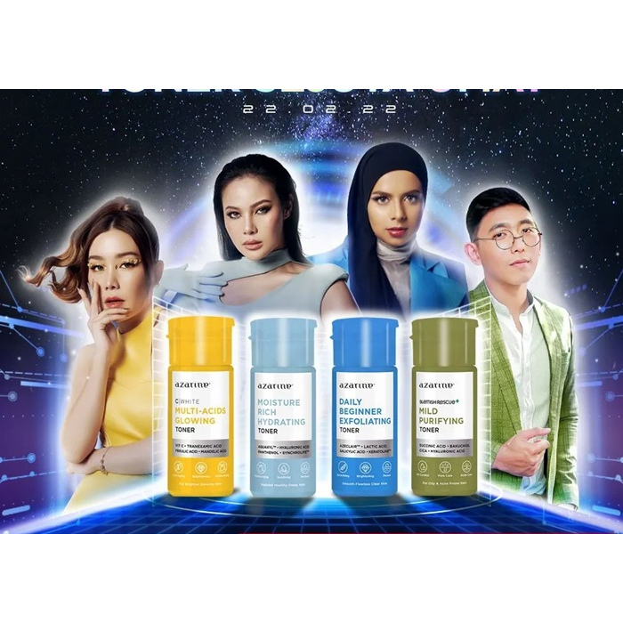 Azarine Toner Series - Multi Acid Glowing Toner - Mild Purifying Toner - Exfoliating Toner - Rich Hydrating Toner - Polypeptide