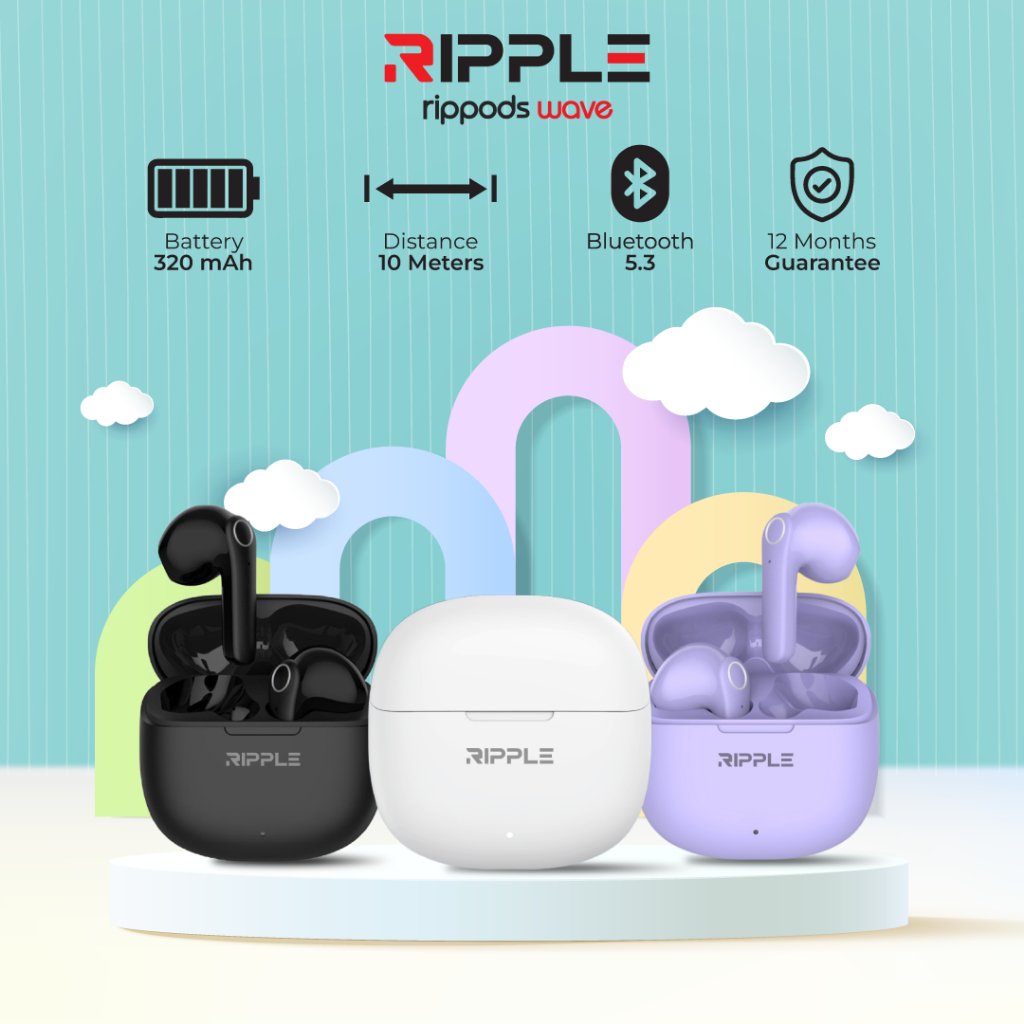 Ripple Rippods Wave TWS Headset Bluetooth Earphone Mini Earbuds Handsfree