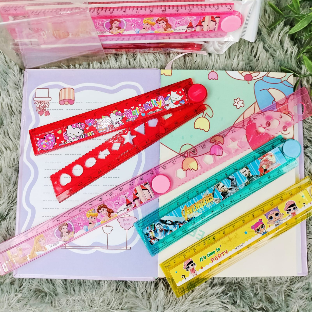 Penggaris Lipat KARTUN 30 cm ready 4 Warna / Mistar Lipat Harga Murah helo kity princess Lengkap Peralatan Alat Tulis Sekolah Anak Terlaris Kualitas Terbaik bisa COD