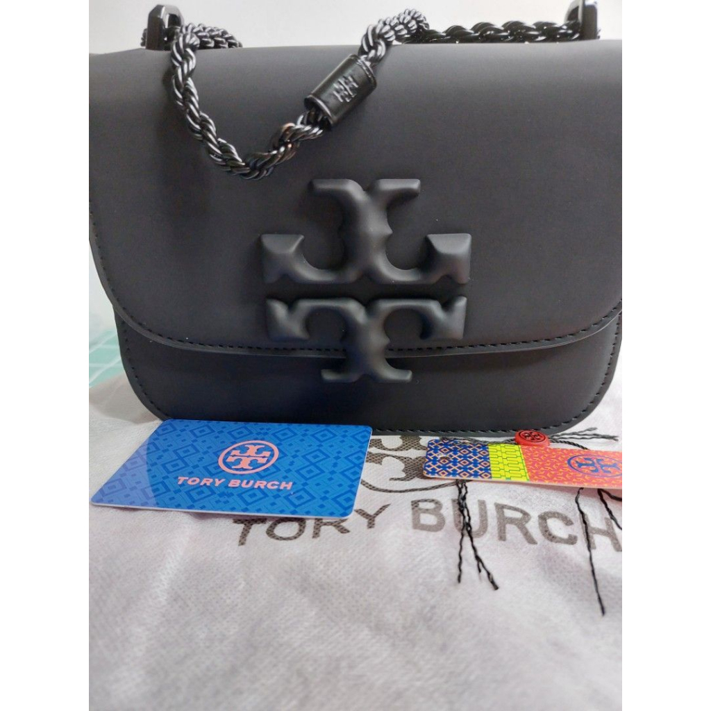 TB Eleanor Black Matte Gold Flower Bag Tory Fleming Ella