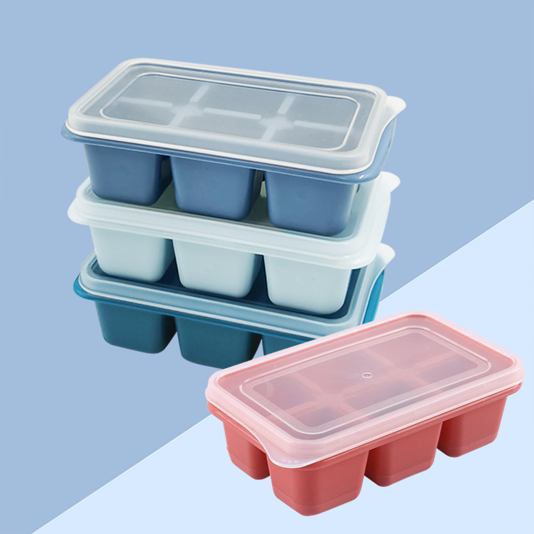 (Pimenova) Tempat Cetakan Es Batu Silikon 6 Grid+Tutup Ice Cube Maker Food Grade