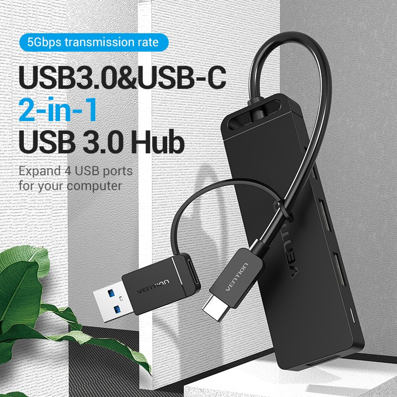 Vention USB Hub Type C with Power &amp; USB 3.0 Converter