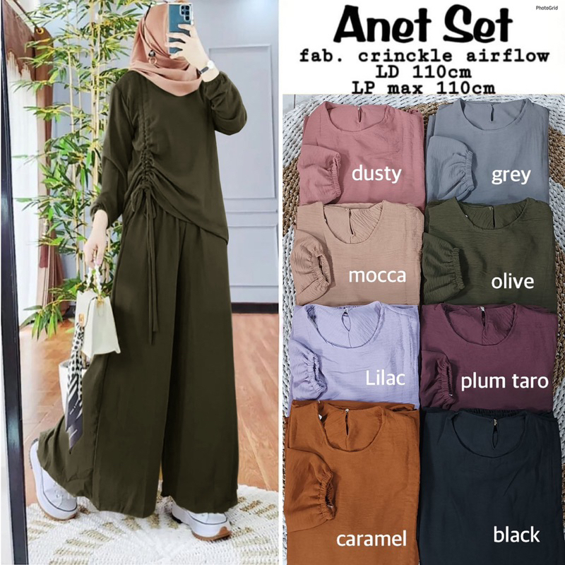 Anet Set - SetCel One Set Kulot Crinkle Premium Terbaru  Setelan Wanita Crinkle / 539-7202