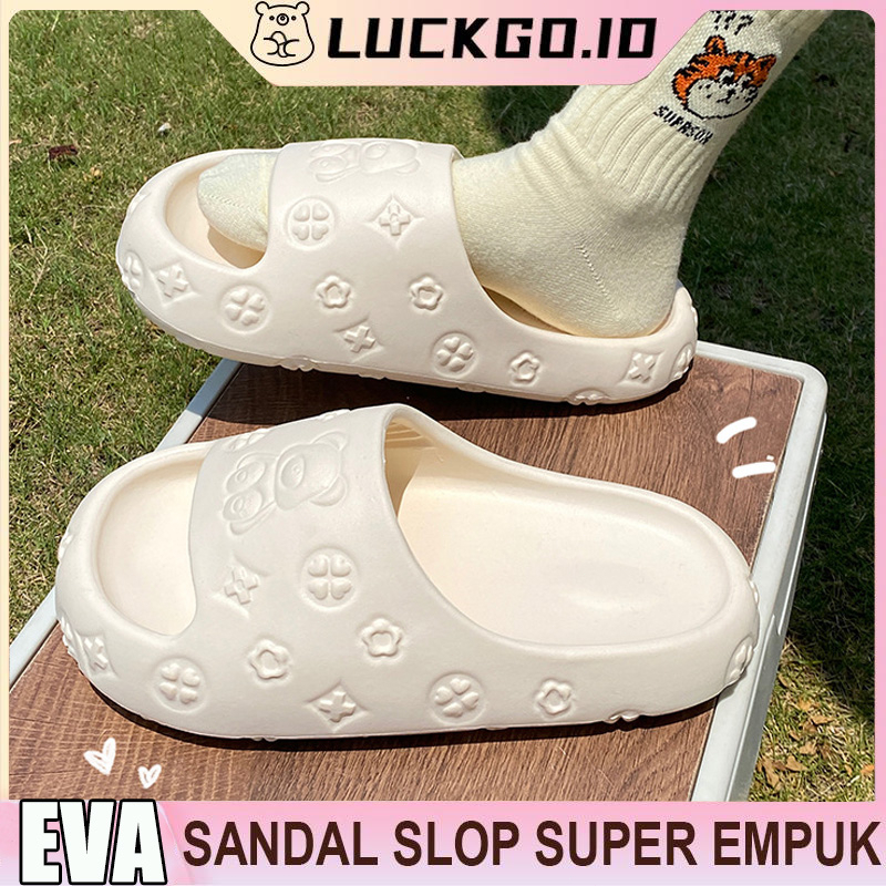 Sandal Slop Karet Jelly Import Terbaru Sandal Bear Flat Sendal Jelly Wanita Kekinian Selop Rumah Murah Elastic Empuk EVA Super Soft