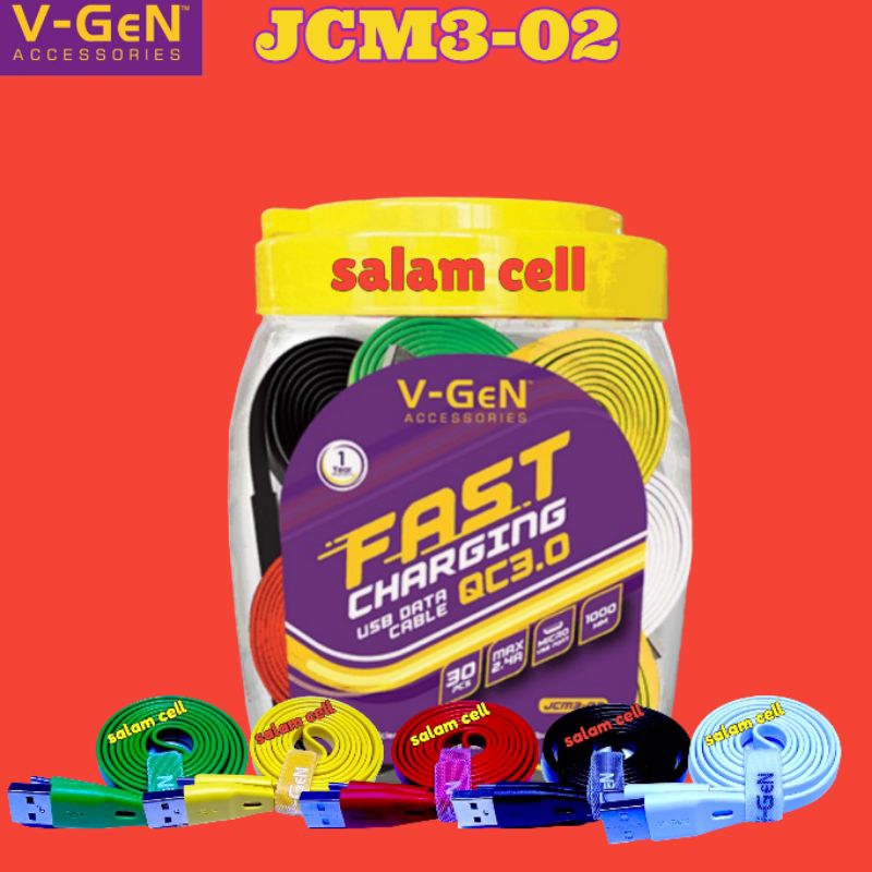 Kabel Data Micro Usb V-Gen JCM3-02 Fast Charging 1toples isi 30pcs Original Vgen Garansi Resmi