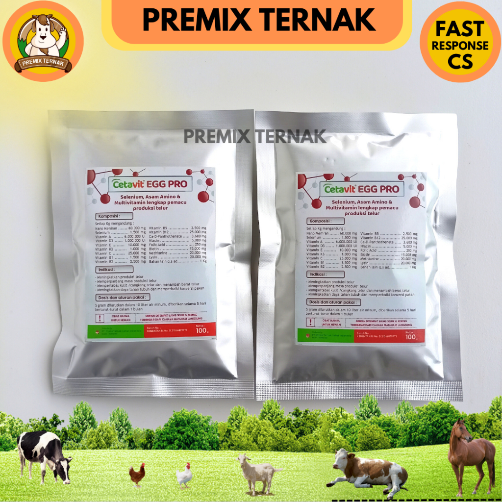 CETAVIT EGG PRO 100 gr - Multivitamin Lengkap Pemacu Produksi Telur - Premix Ayam Petelur