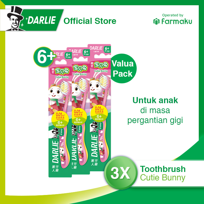 DARLIE Sikat Gigi Anak Junior Cutie Bunny (Usia 6+ Tahun) x3