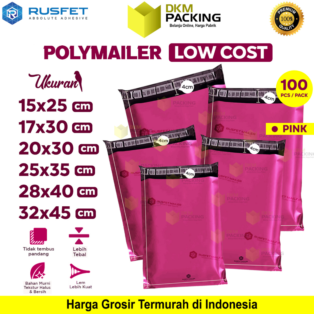 

Plastik Polymailer PINK Pack LOW COST Amplop Packing Polimailer Rusfet