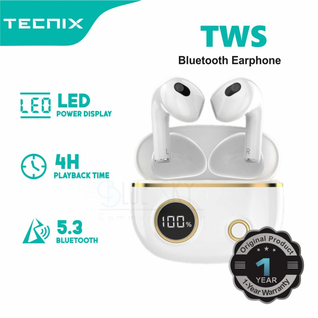 Headset Bluetooth TECNIX EP-T130 LED HiFi Sound TWS