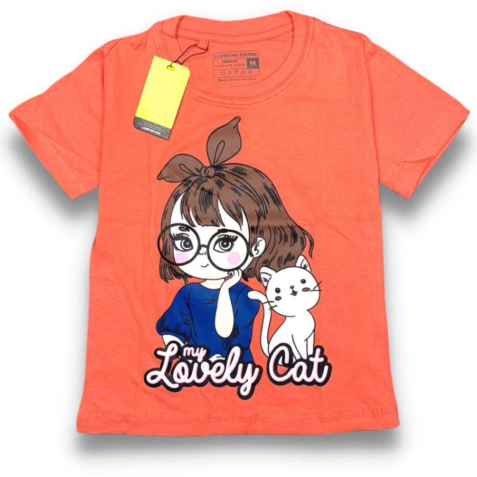 Kaos Anak Perempuan Distro Kucing Umur 1-8 tahun atasan anak cewek distro Bandung LOVELYCAT SALEM Airlane threepoint RGKIDS