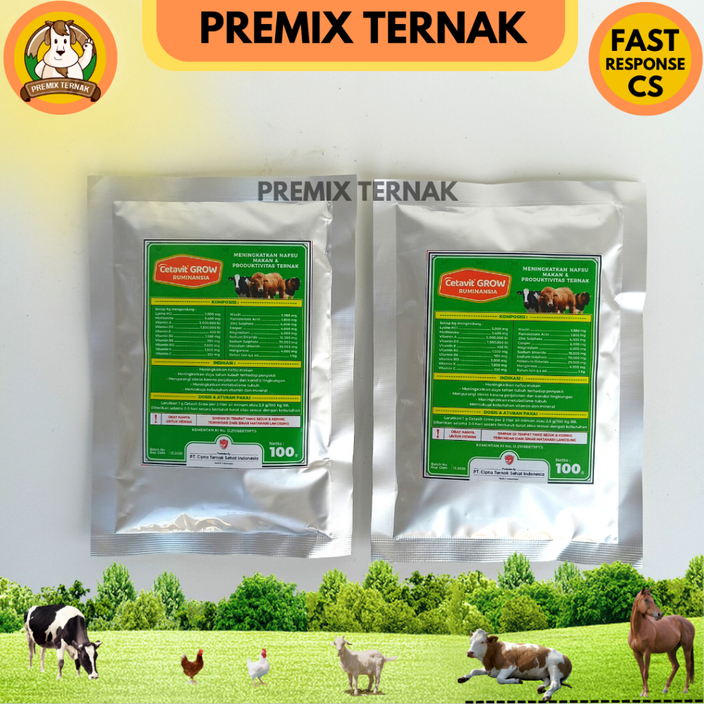 CETAVIT GROW 100gr - Vitamin Pnggemuk dan Nafsu Makan Sapi kambing Domba