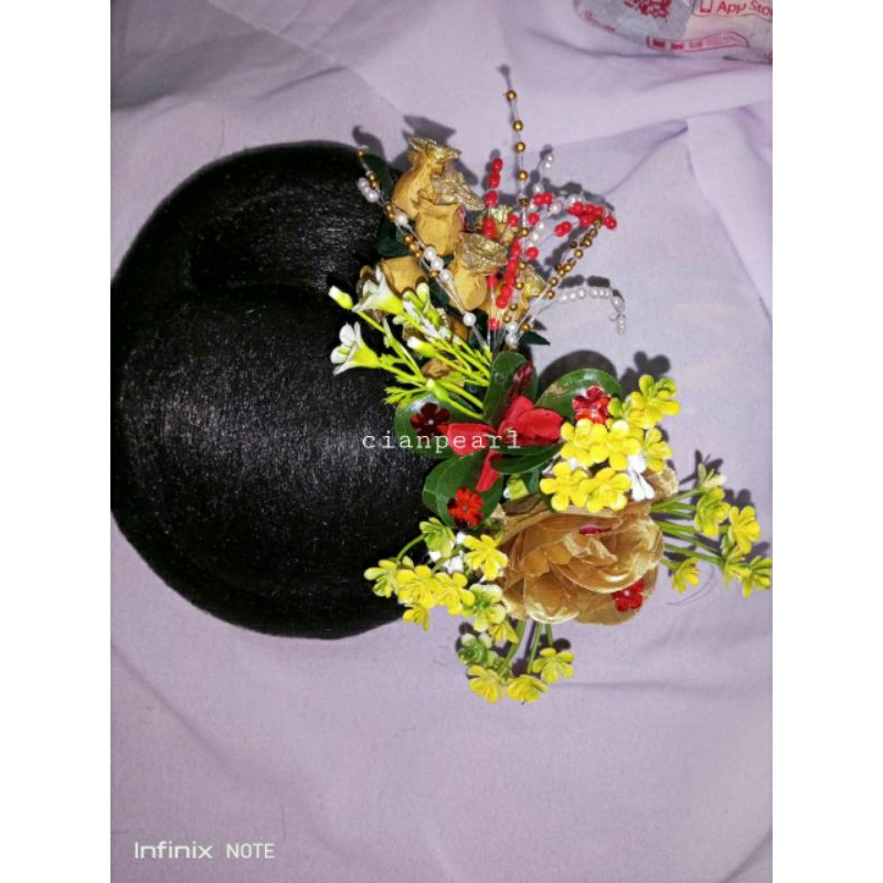 BUNGA RAMBUT PENGANTIN HIASAN RAMBUT PESTA HAIR PIECE BRIDAL SALON MAINAN RAMBUT MAINAN SANGGUL BUNG