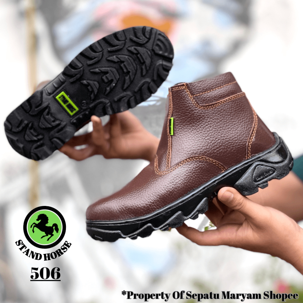 Sepatu Pria Septi Ujung Besi Safety Shoes Kulit Asli Sepatu Proyek Tambang Lapangan Safty Boots SNI