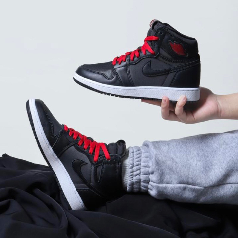 Air Jordan 1 High Satin Black GS Women