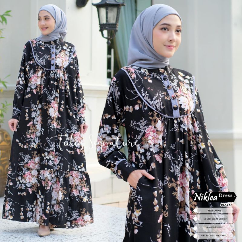 NIKLEA DRESS BY TULUS SIGNATURE / GAMIS KELLY CRINCLE MOTIF WANITA MUSLIMAH / Dress wanita LD 116