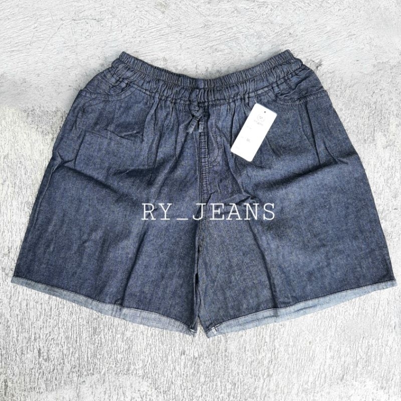 celana pendek jumbo wanita hotpant jumbo jeans pendek pinggang kolor big size