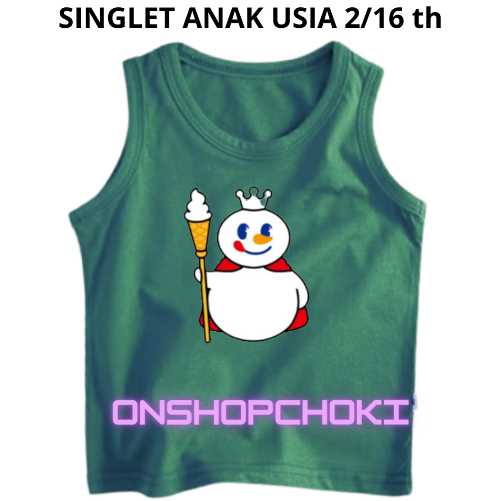 Singlet Anak Unisex Ideal Gambar MIXUE Usia 2-16th Singlet Anak Anak Pakaian Anak Laki Laki Perempuan