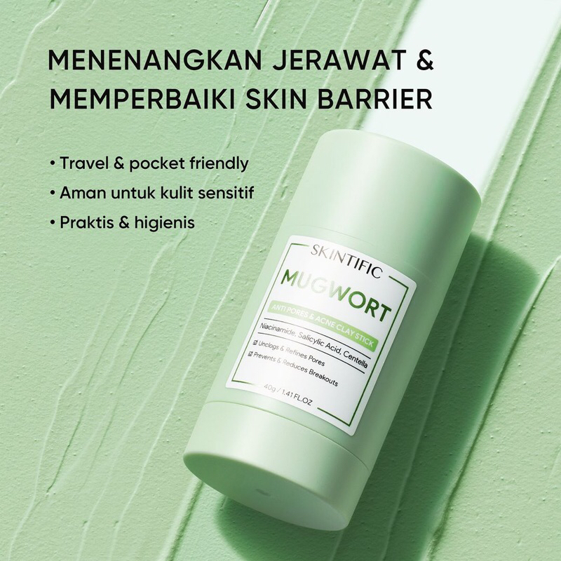 [BISA COD] SKINTIFIC Mugwort Acne Clay Stick - Masker Skintific - Masker Mugwort Skintific - Masker Stick - Masker Wajah Beruntusan