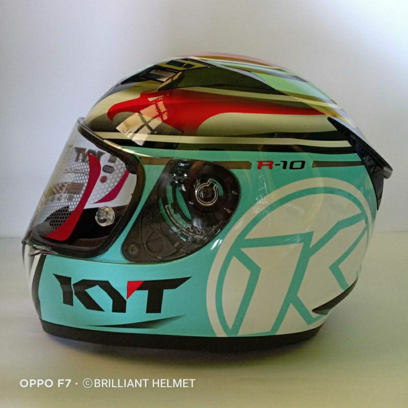 Helm Fullface KYT R10 Aqua Marine Blue Pinlock