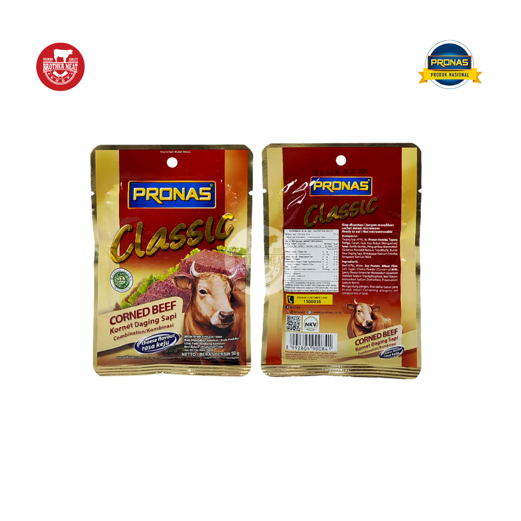 PRONAS Corned Beef Cheese Sachet 50gr, Kornet Daging Sapi Halal