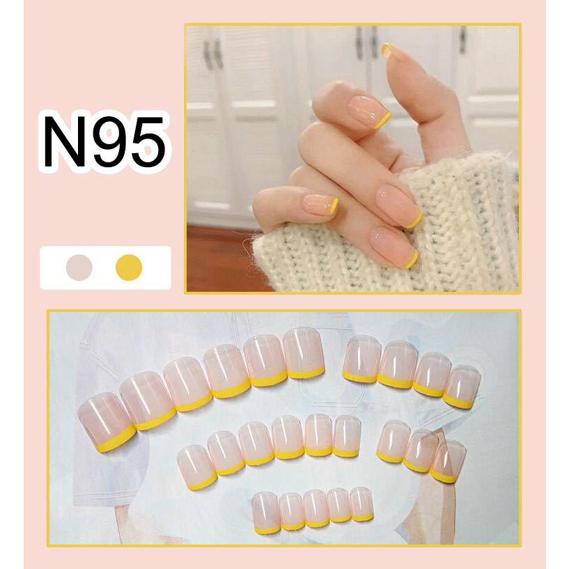 N-Series Kuku Palsu Polos Bening Pendek dan Panjang Fake Nails Aesthetic + Lem