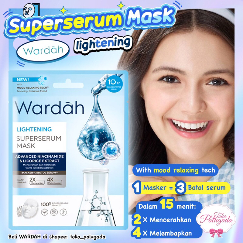 [BISA COD] Wardah Lightening SuperSerum Mask 20 ml - Sheet Mask - Masker Pencerah Wajah - Masker Glowing