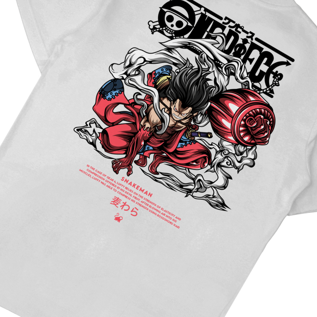 KAOS ANIME ONEPIECE LUFFY GEAR 4 SNAKEMAN  | Baju Distro Pria Wanita - KUUL INDUSTRIES