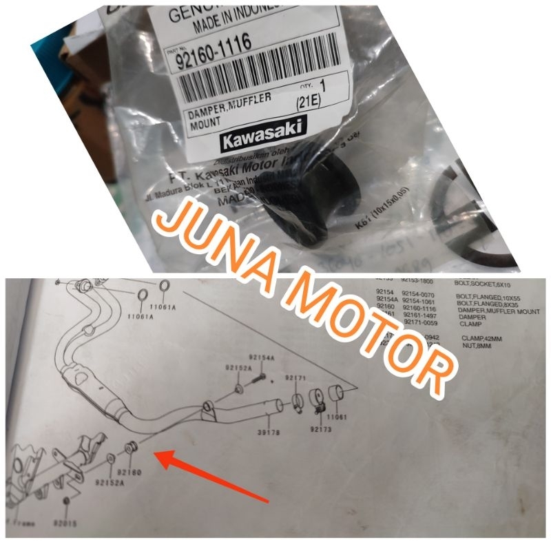karet leher knalpot knalpot tengah Ninja 250fi 250 fi original