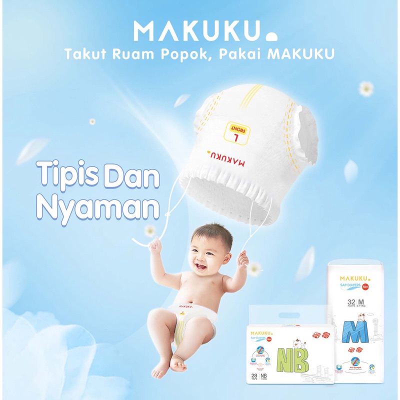 MAKUKU SAP Diapers Slim Tape S38 - MAKUKU Popok Perekat Slim S 38