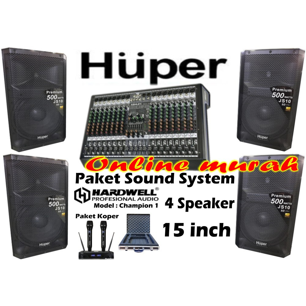 promo paket huper js10 4 speaker 15 inch garansi resmi original