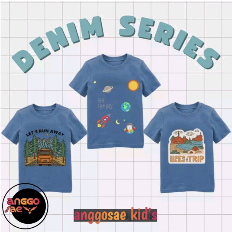 Baju Kaos Anak 1-10 THN Original Katun Combat 24s DENIM SERIES Unisex anggosae Nyaman Lembut Dan Ga Gerah Saat Di Gunakan