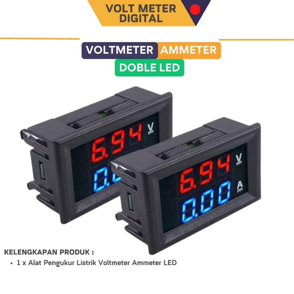 Alat Pengukur Listrik Voltmeter Ammeter LED Digital Ukur Tegangan dan Arus dengan Presisi GN-0117