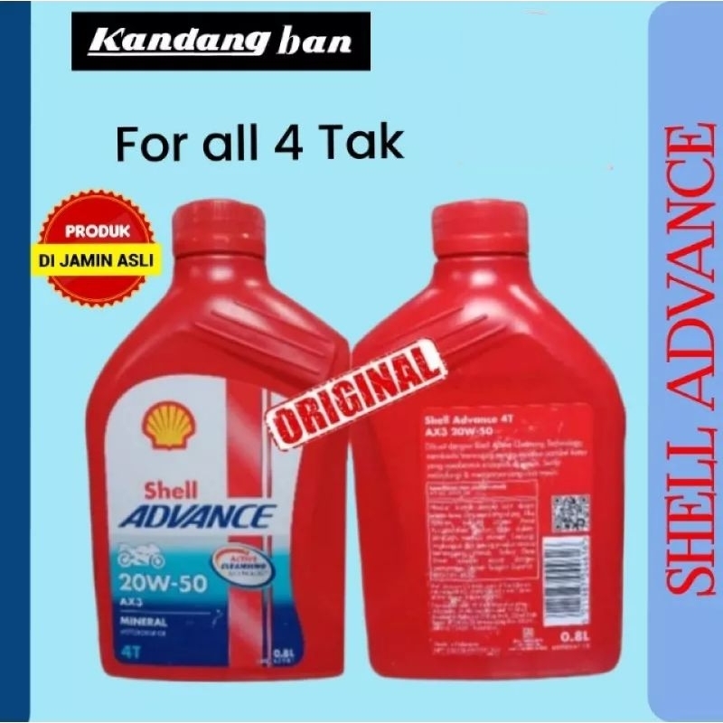 OLI SHELL ADVANCE AX3 4T 800 ML 20W-50 (100% ORIGINAL) UNTUK MOTOR BEBEK HONDA,YAMAHA,SUZUKI