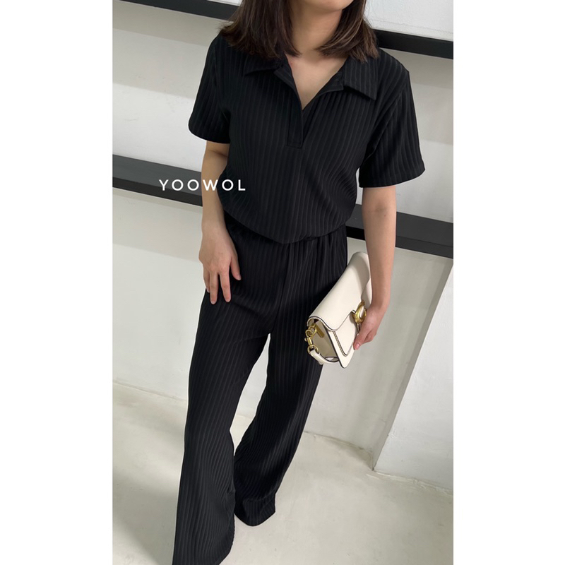 YOOWOL Ginza Top / Atasan Kemeja Knit Lengan Pendek