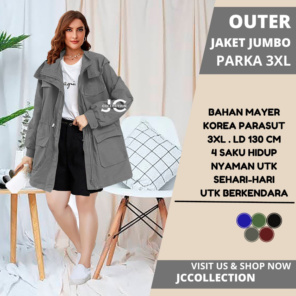 Jaket Parka Wanita Jumbo Topi Hoodie Berkualitas Tebal dan Nyaman JCCollections